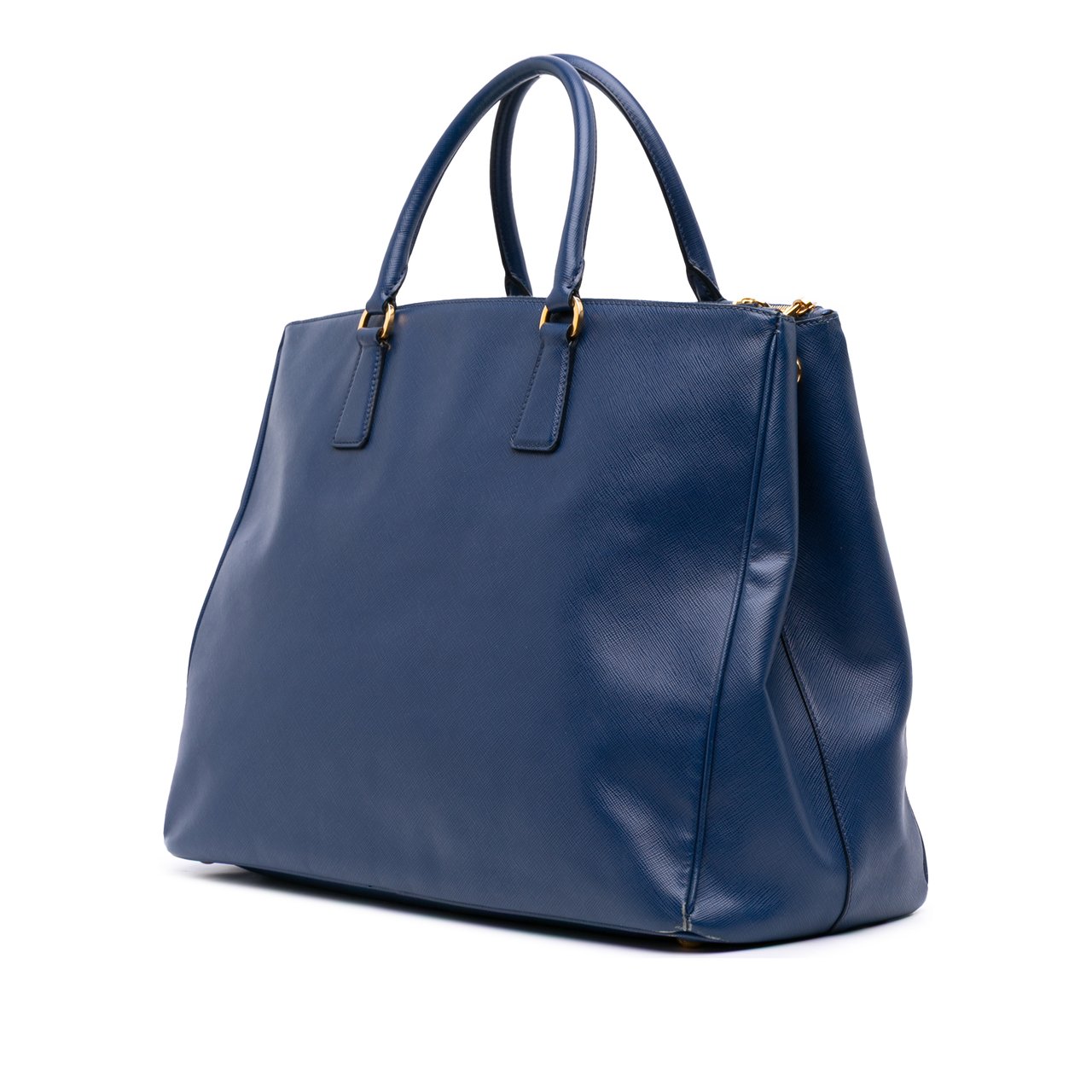 Prada Large Saffiano Lux Galleria Double Zip Satchel Blauw