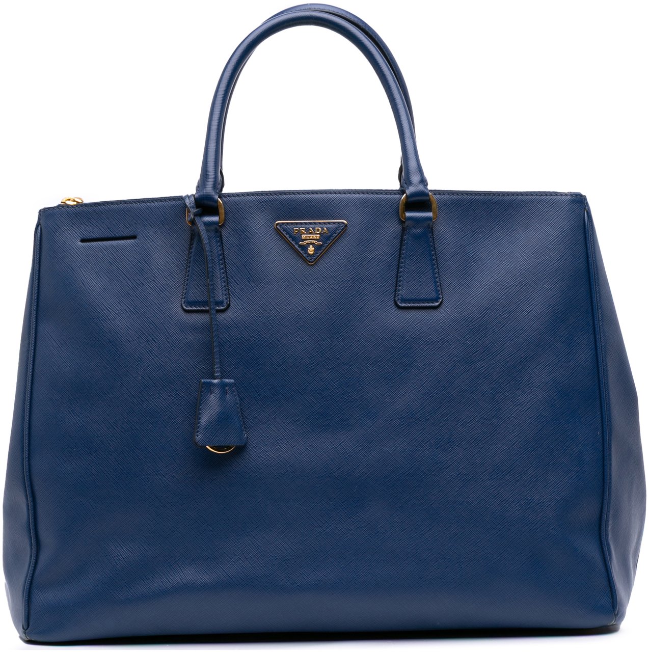 Prada Large Saffiano Lux Galleria Double Zip Satchel Blauw