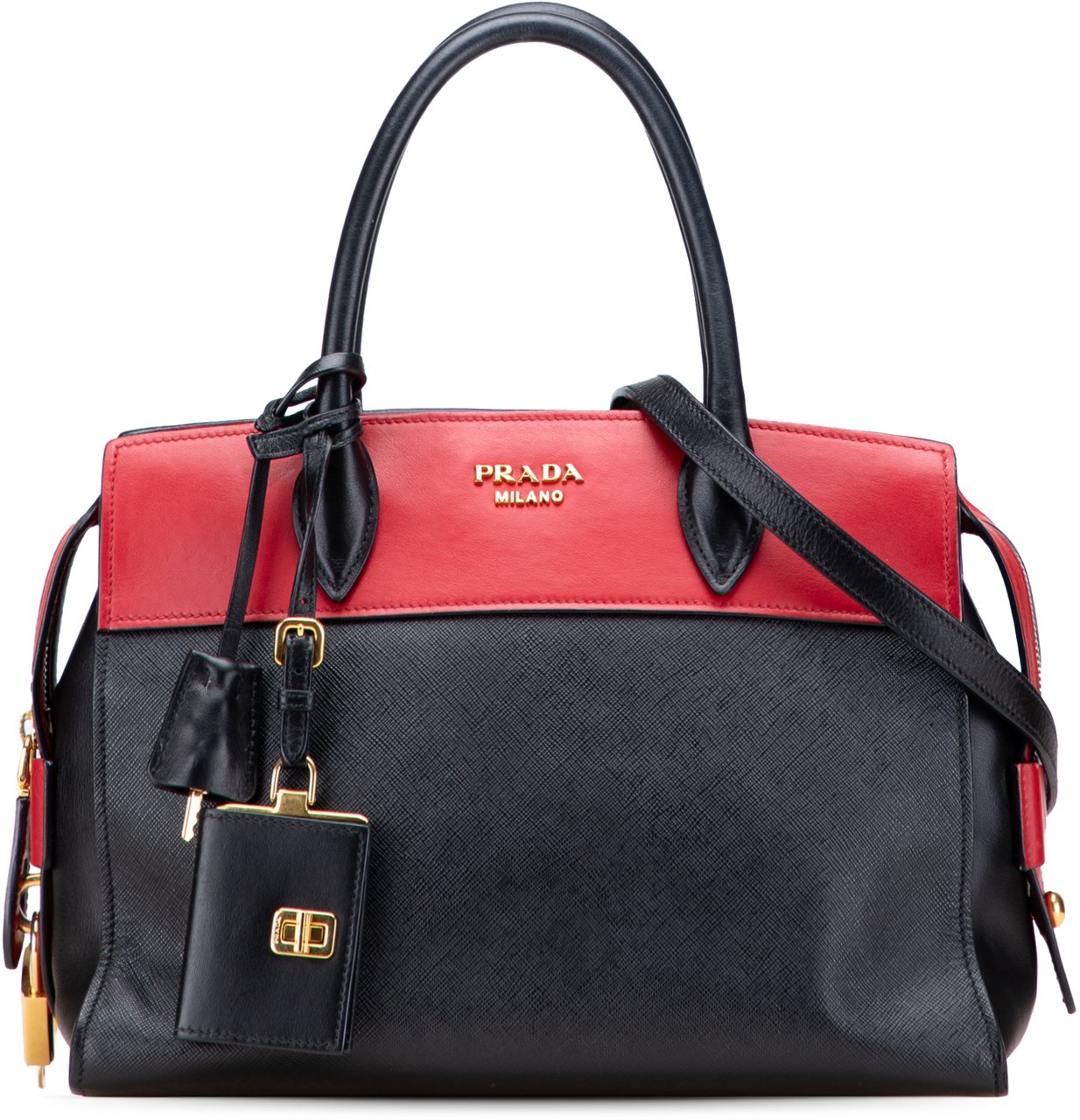 Prada Saffiano and City Calf Esplanade Satchel Zwart