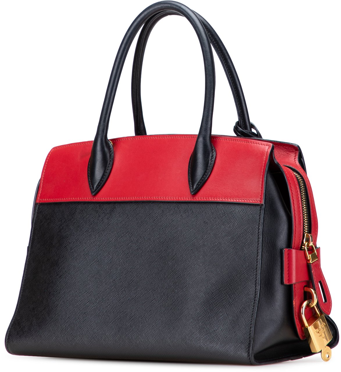 Prada Saffiano and City Calf Esplanade Satchel Zwart