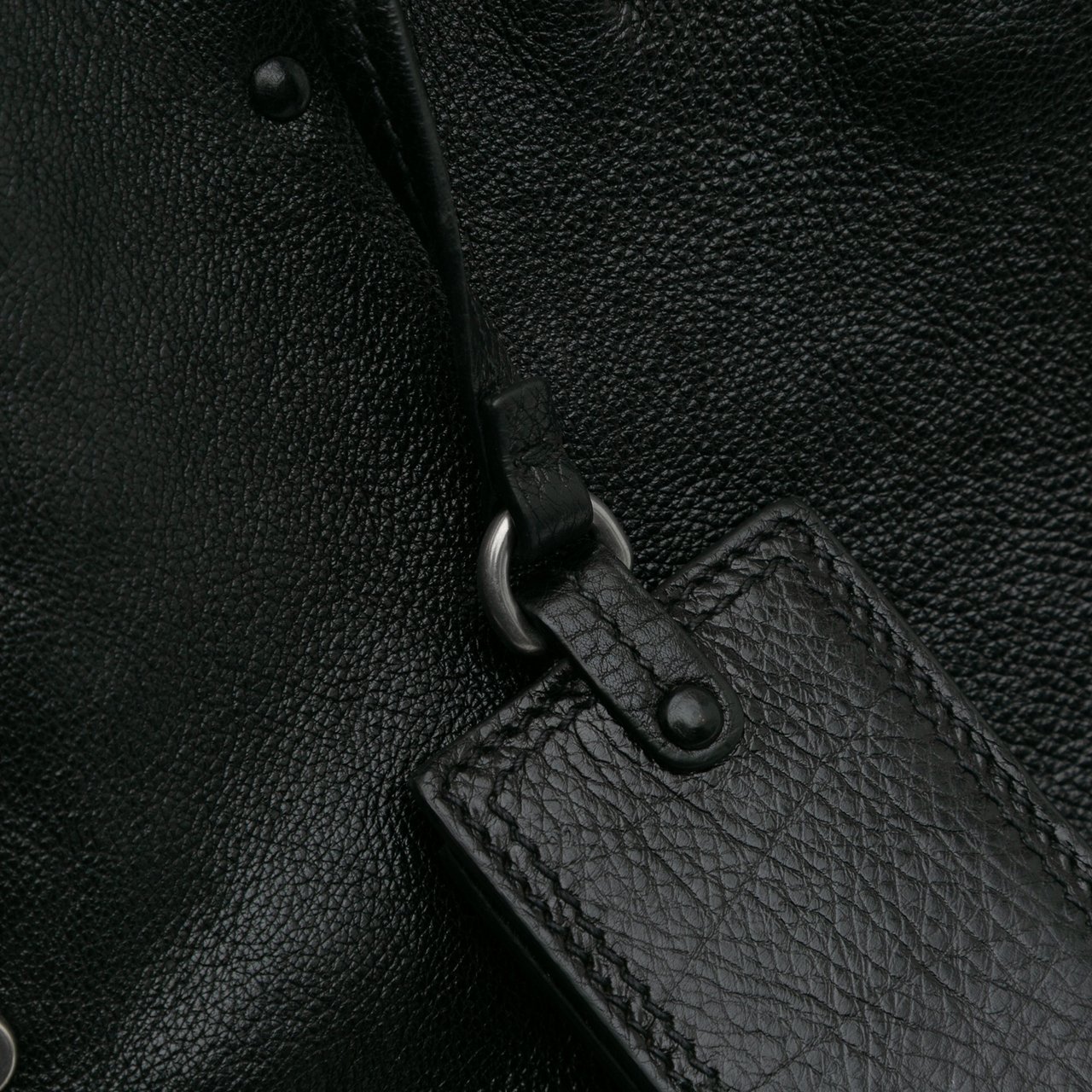 Prada Glace Calf Studded Etiquette Tote Zwart