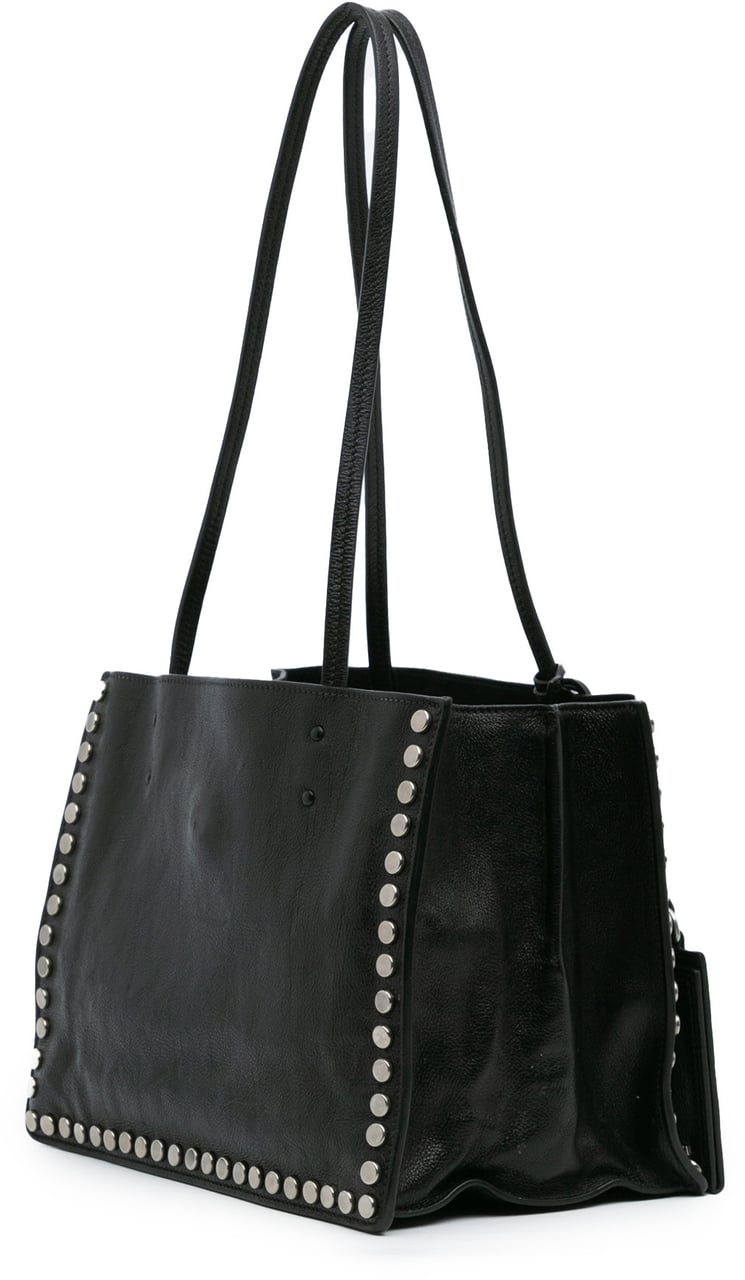 Prada Glace Calf Studded Etiquette Tote Zwart