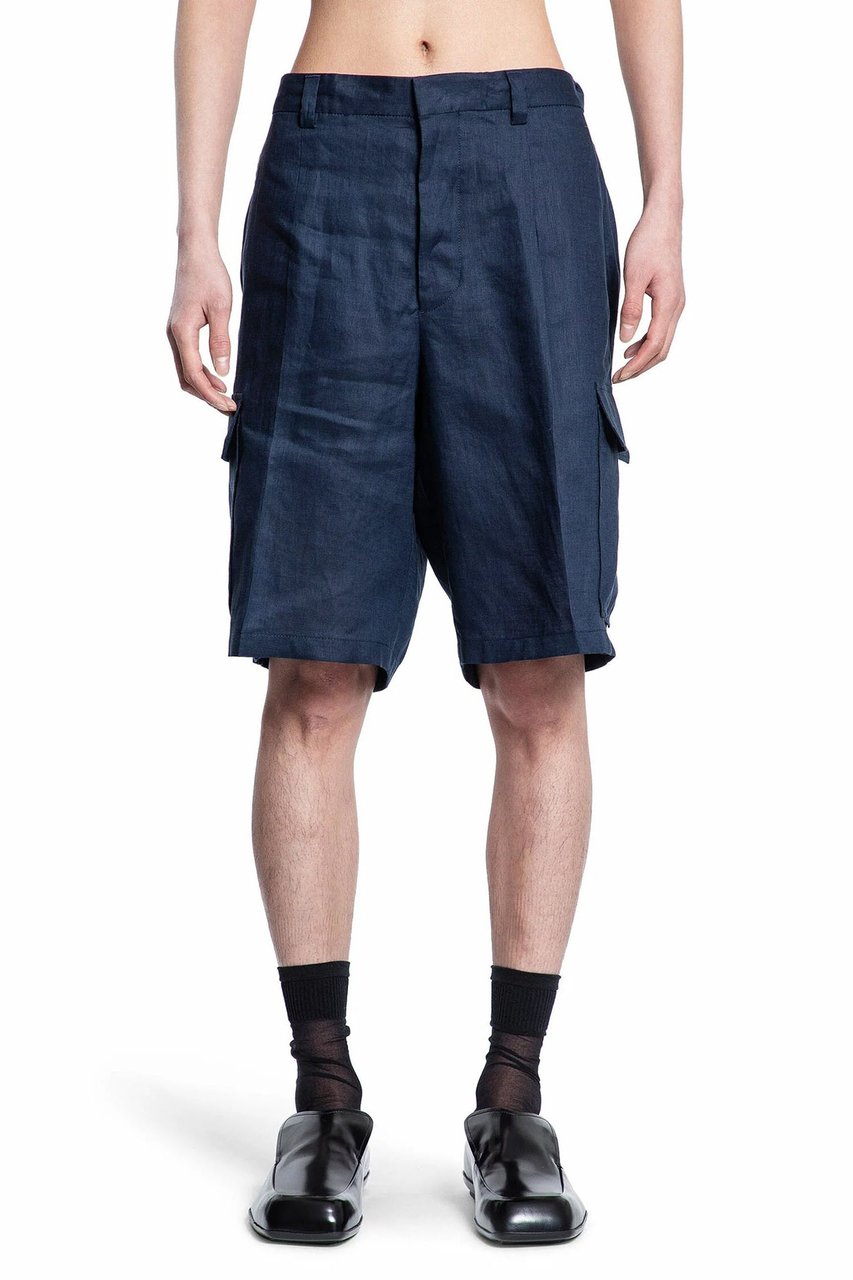 Prada Prada Linen Bermuda Blauw