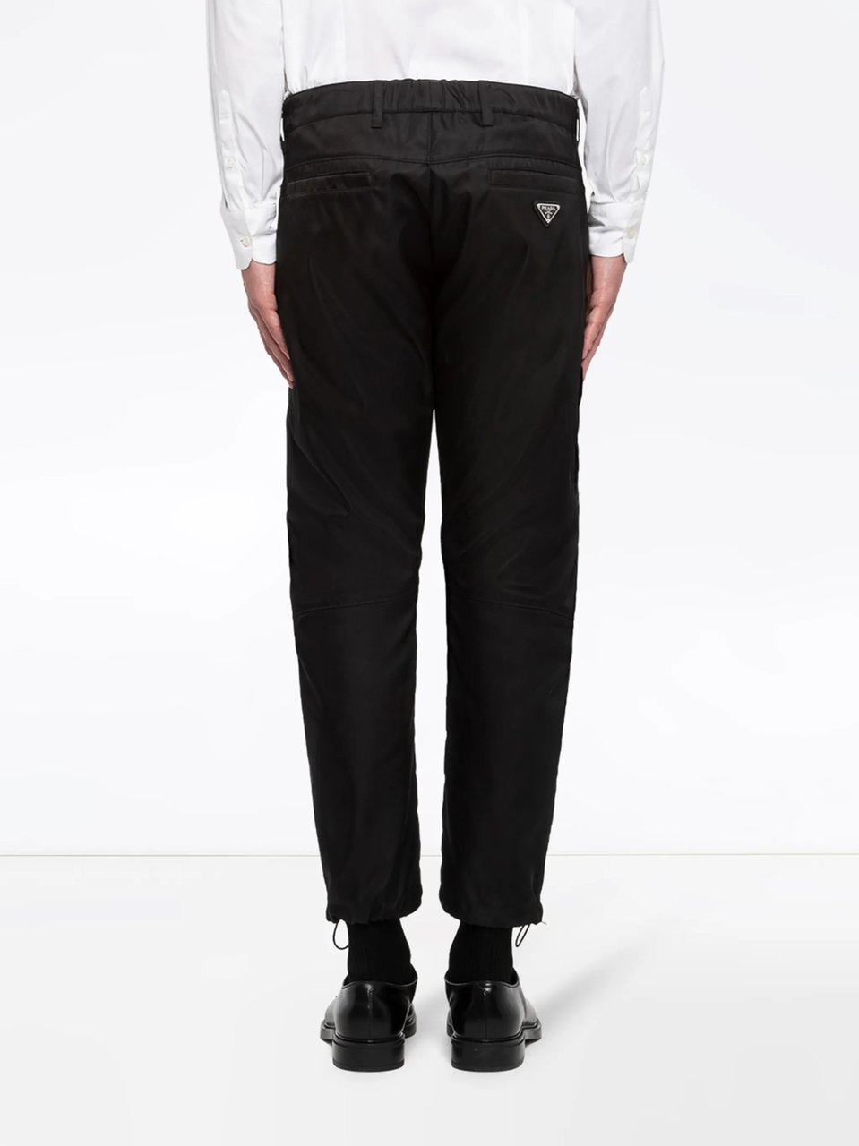Prada Black Pantalone Tapered Matte Fabric Pants Zwart