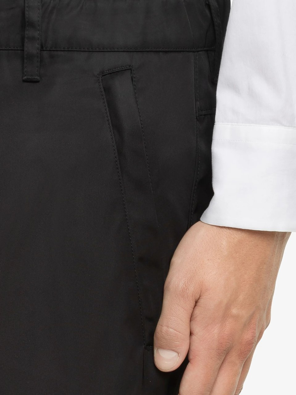 Prada Black Pantalone Tapered Matte Fabric Pants Zwart