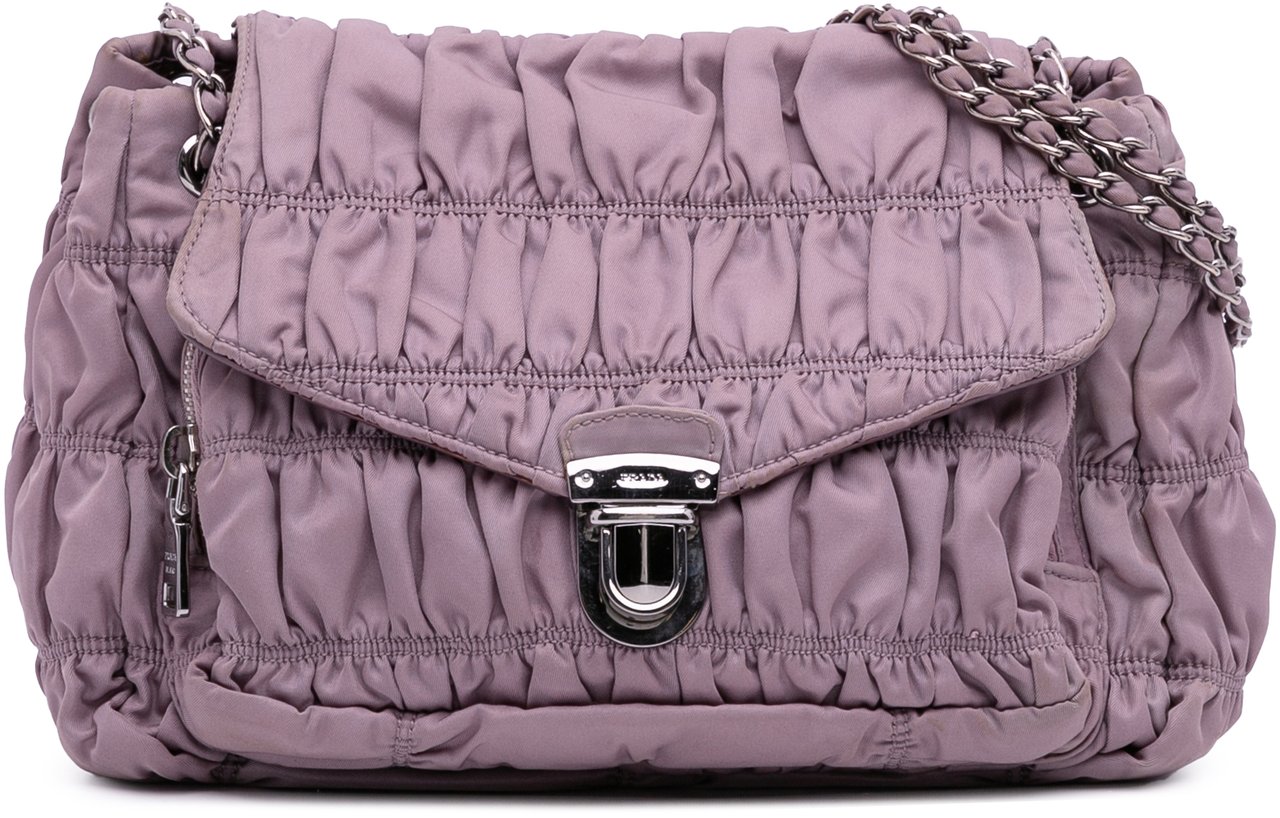 Prada Tessuto Gaufre Shoulder Bag Paars