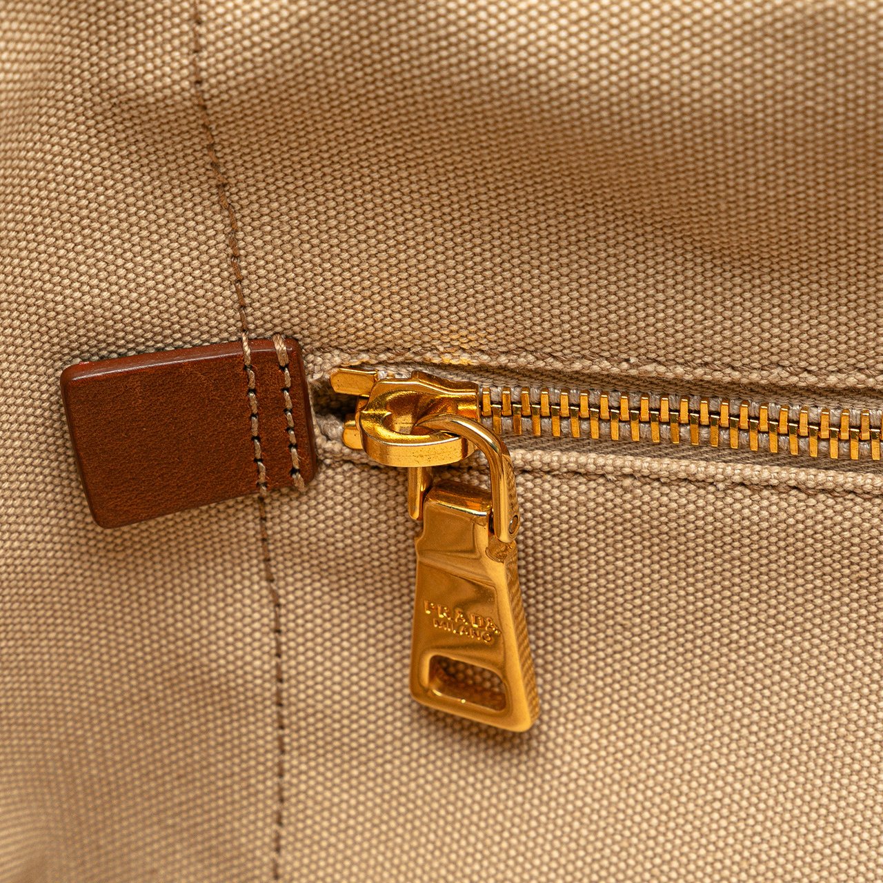 Prada Large Canvas Canapa Logo Satchel Bruin