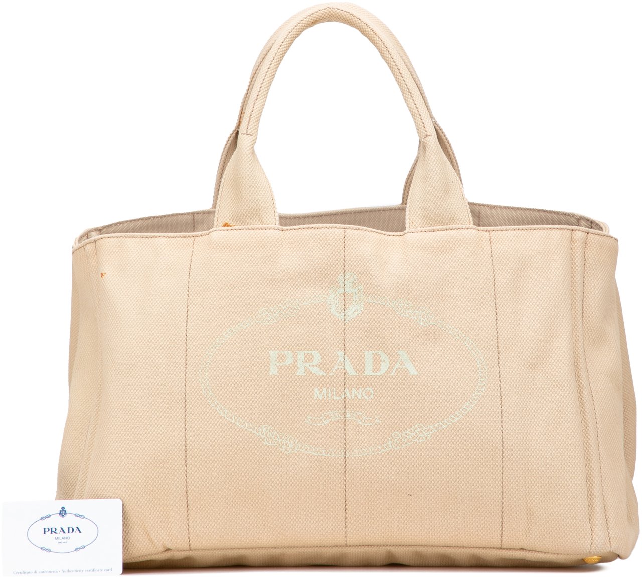 Prada Large Canvas Canapa Logo Satchel Bruin