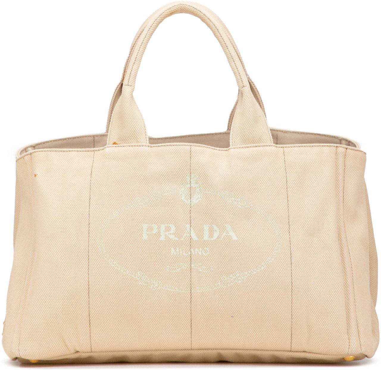 Prada Large Canvas Canapa Logo Satchel Bruin