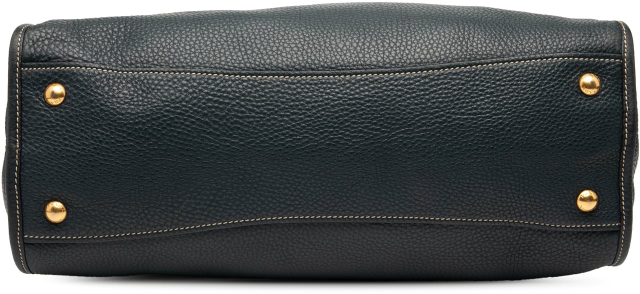 Prada Vitello Daino Zip Top Satchel Blauw