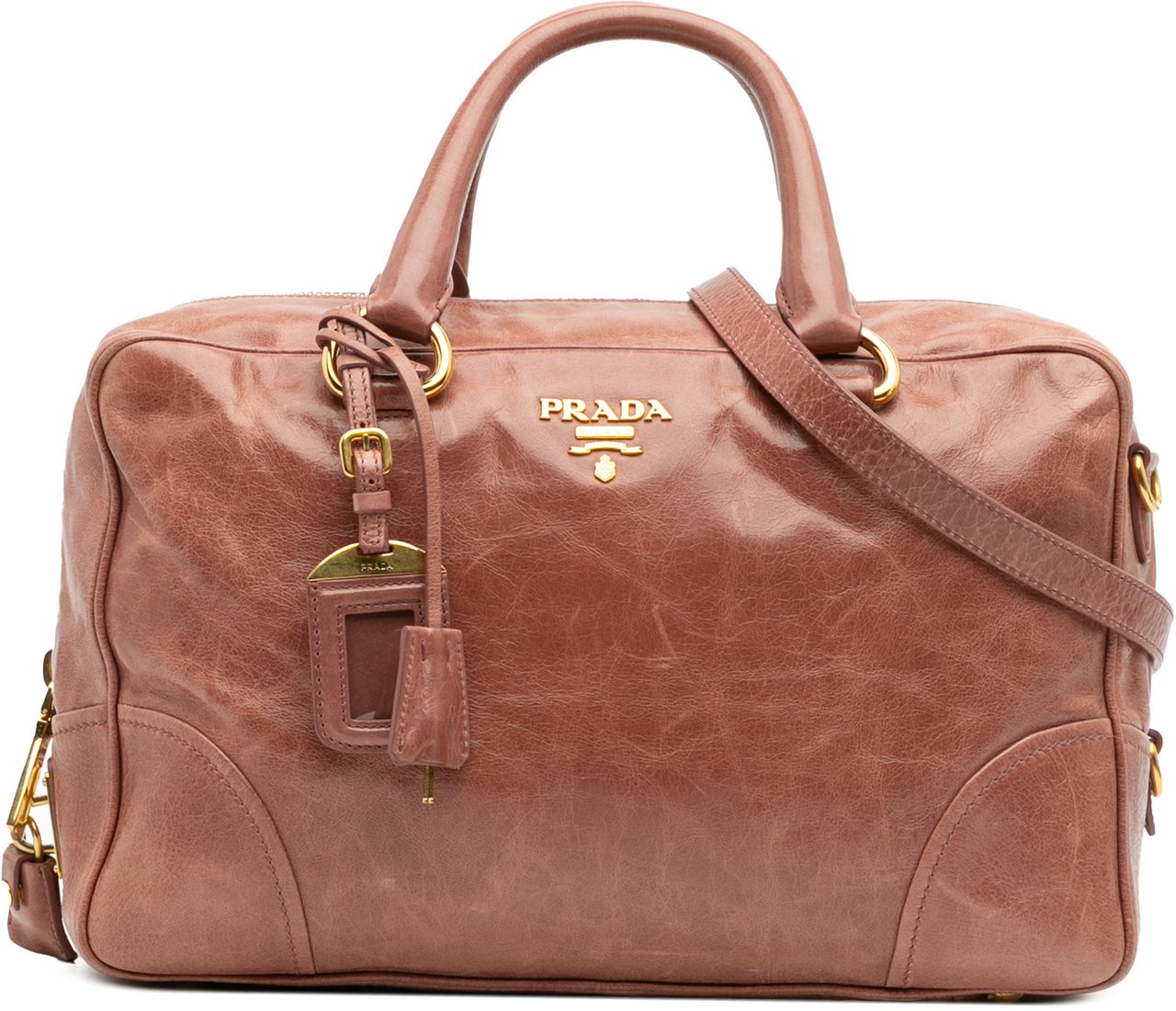 Prada Vitello Shine Bauletto Satchel Roze