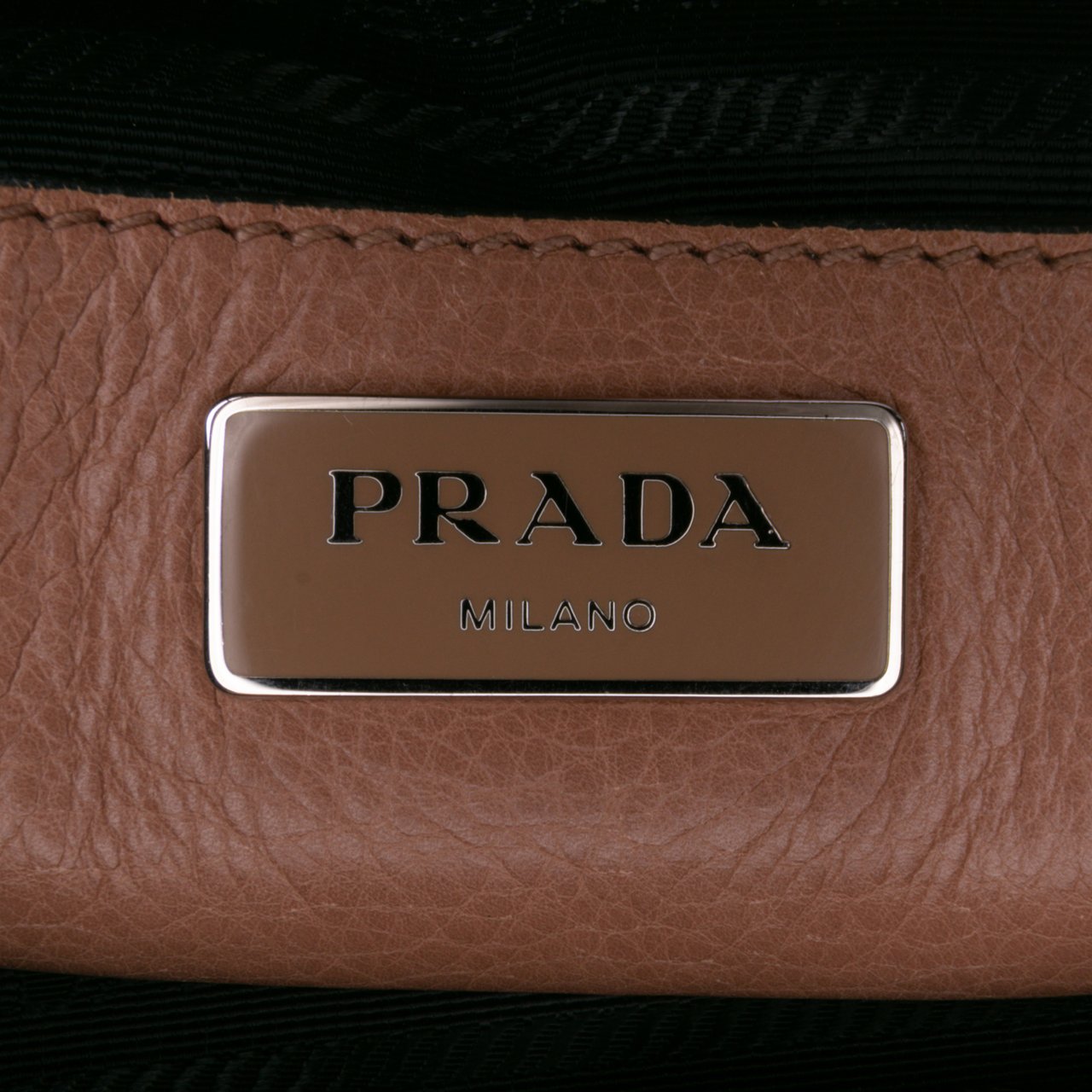 Prada Glace Calf Twin Pocket Satchel Bruin