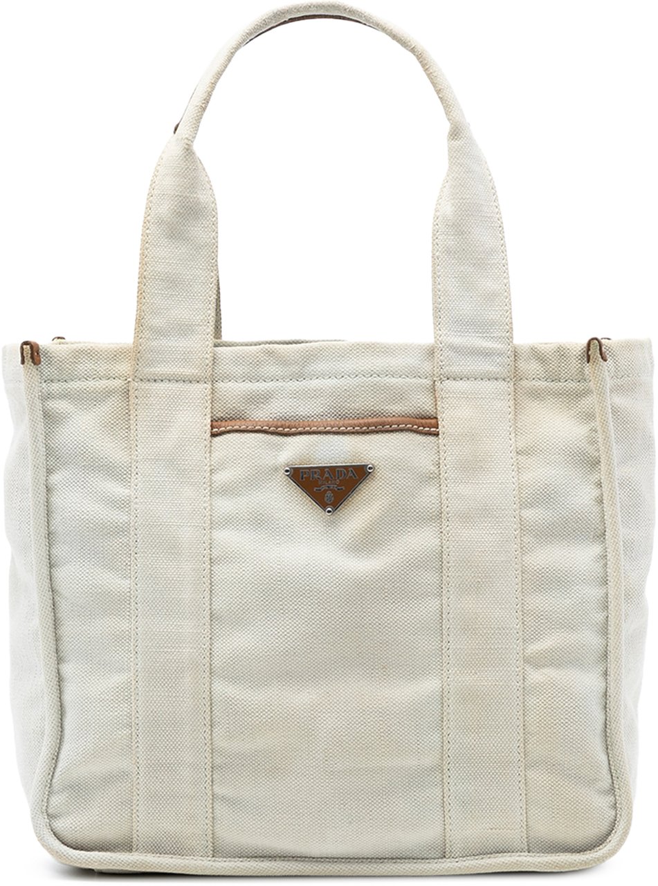 Prada Canvas Canapa Tote Wit