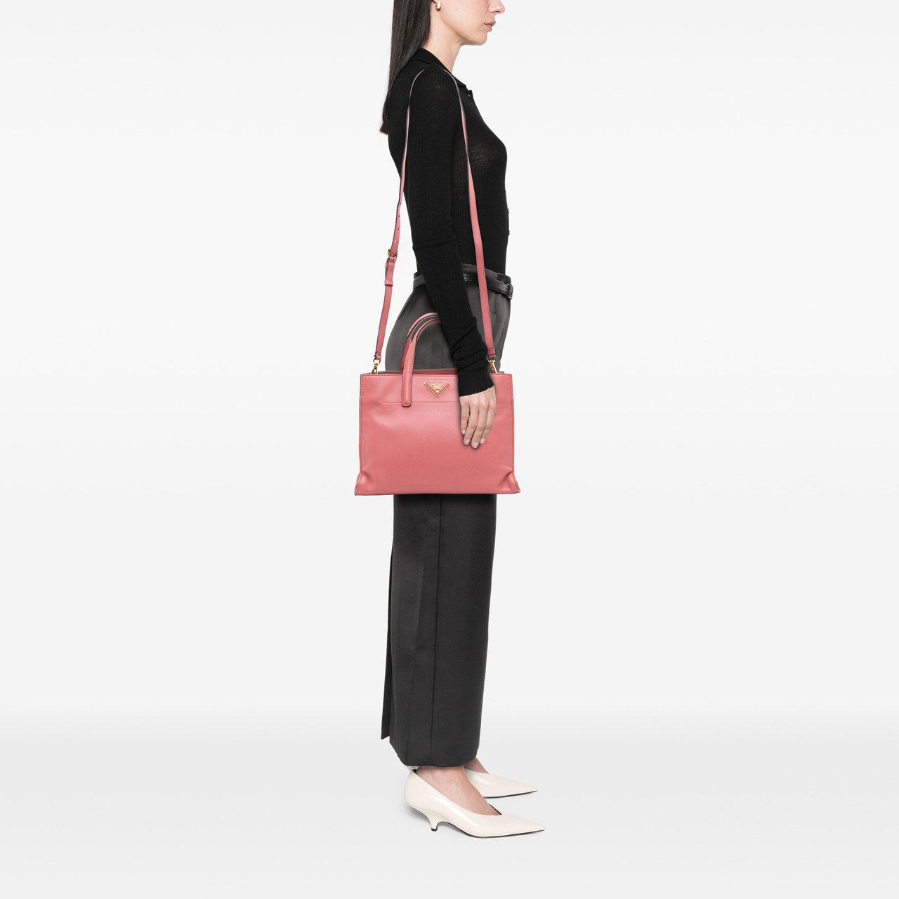 Prada Saffiano Soft Triple Pocket Tote Roze