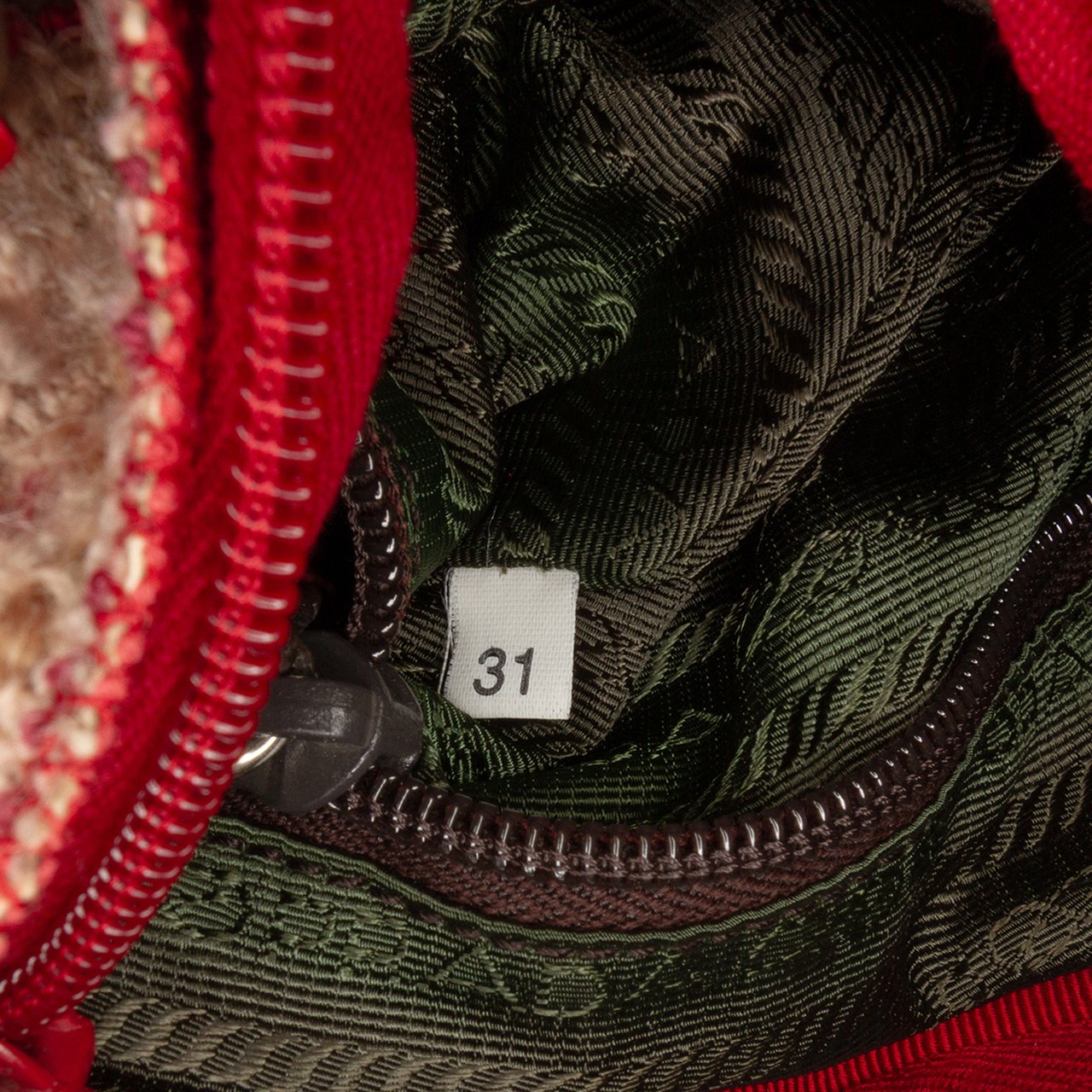 Prada Vitello Trimmed Tweed Flat Tote Rood