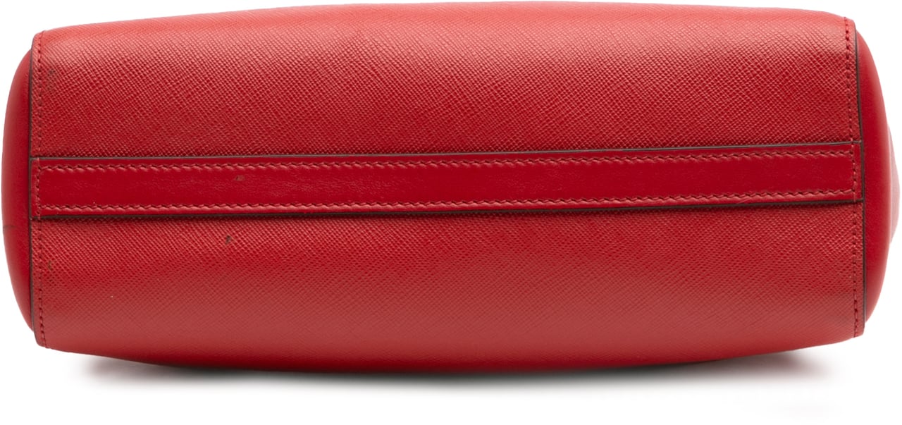 Prada Soft Calf Trimmed Saffiano Lux Open Convertible Tote Rood