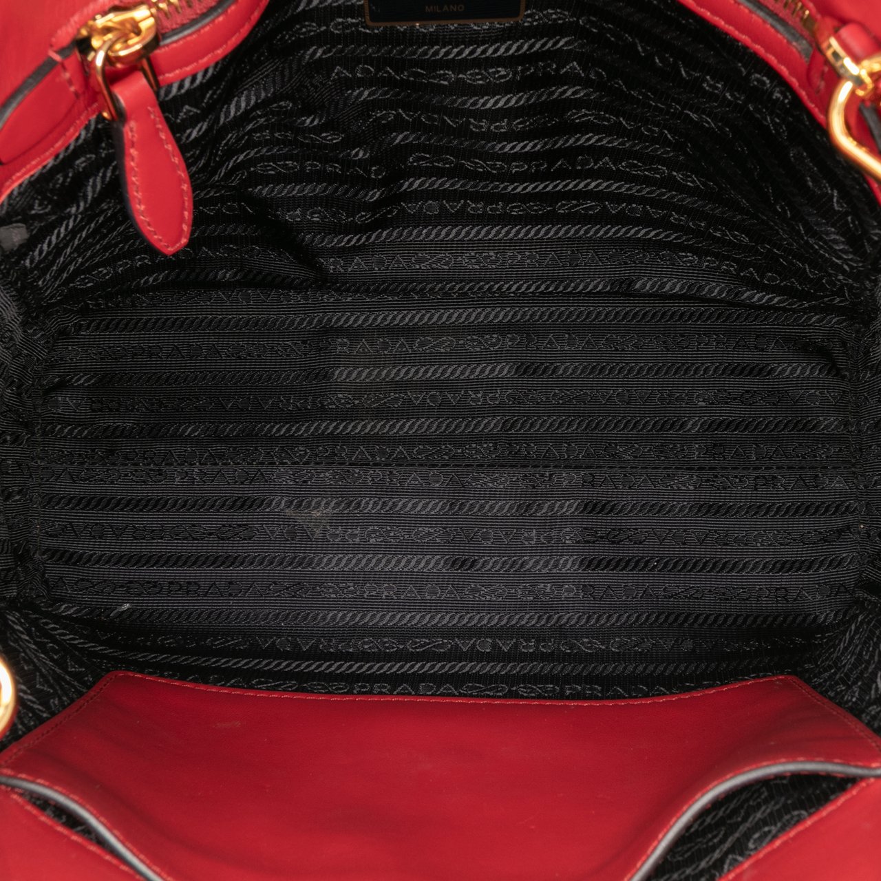 Prada Soft Calf Trimmed Saffiano Lux Open Convertible Tote Rood