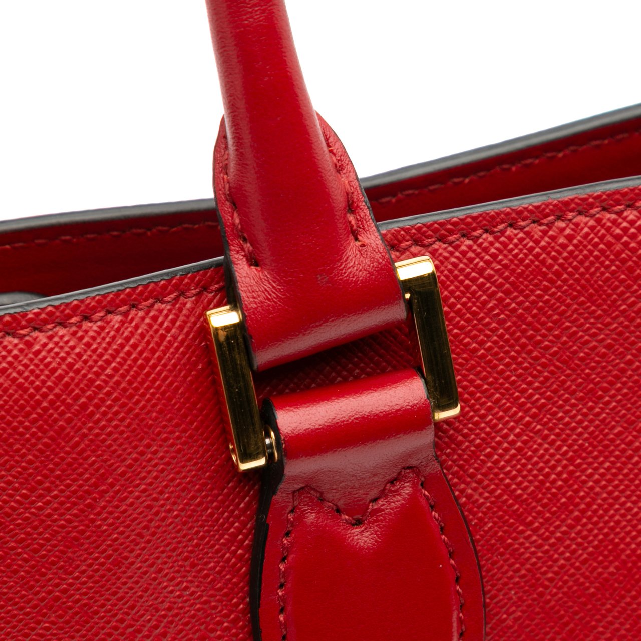 Prada Soft Calf Trimmed Saffiano Lux Open Convertible Tote Rood