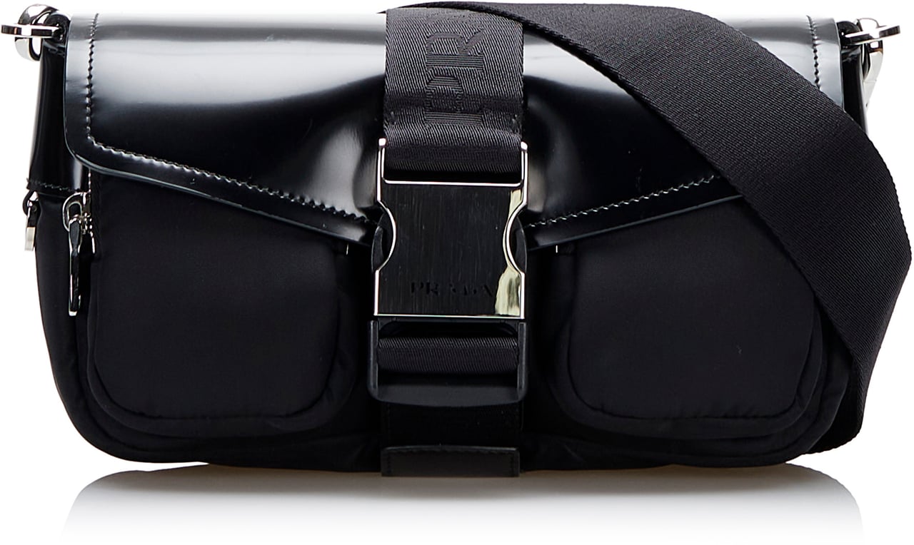 Prada Re-Nylon & Spazzolato Pocket Crossbody Zwart