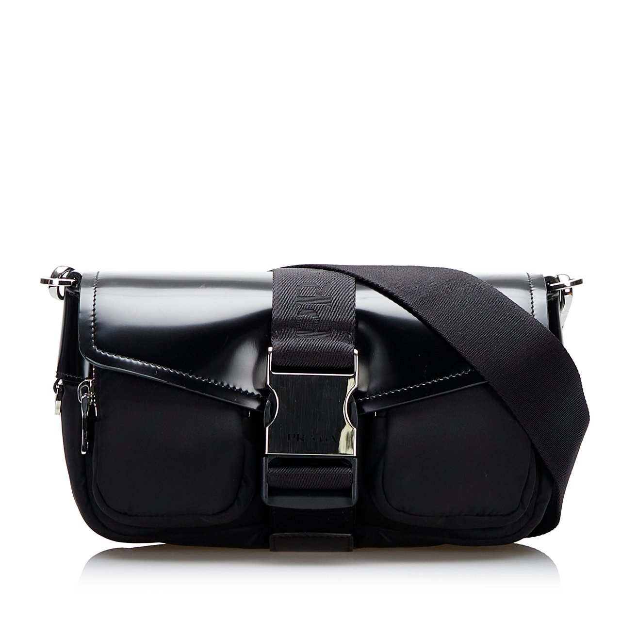 Prada Re-Nylon & Spazzolato Pocket Crossbody Zwart