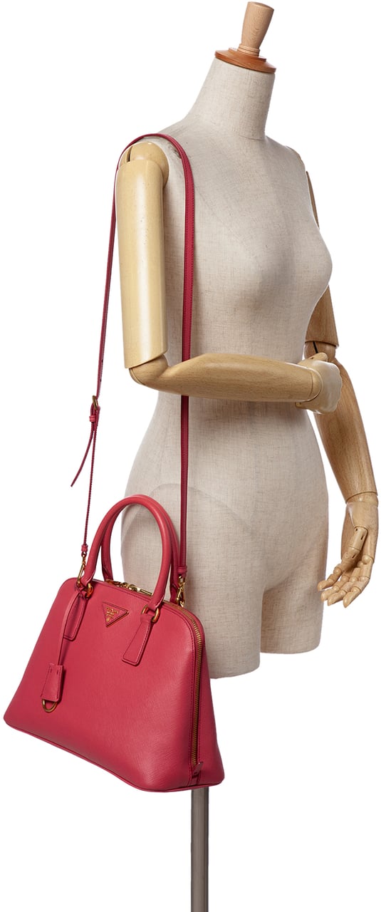 Prada Medium Saffiano Lux Promenade Satchel Roze