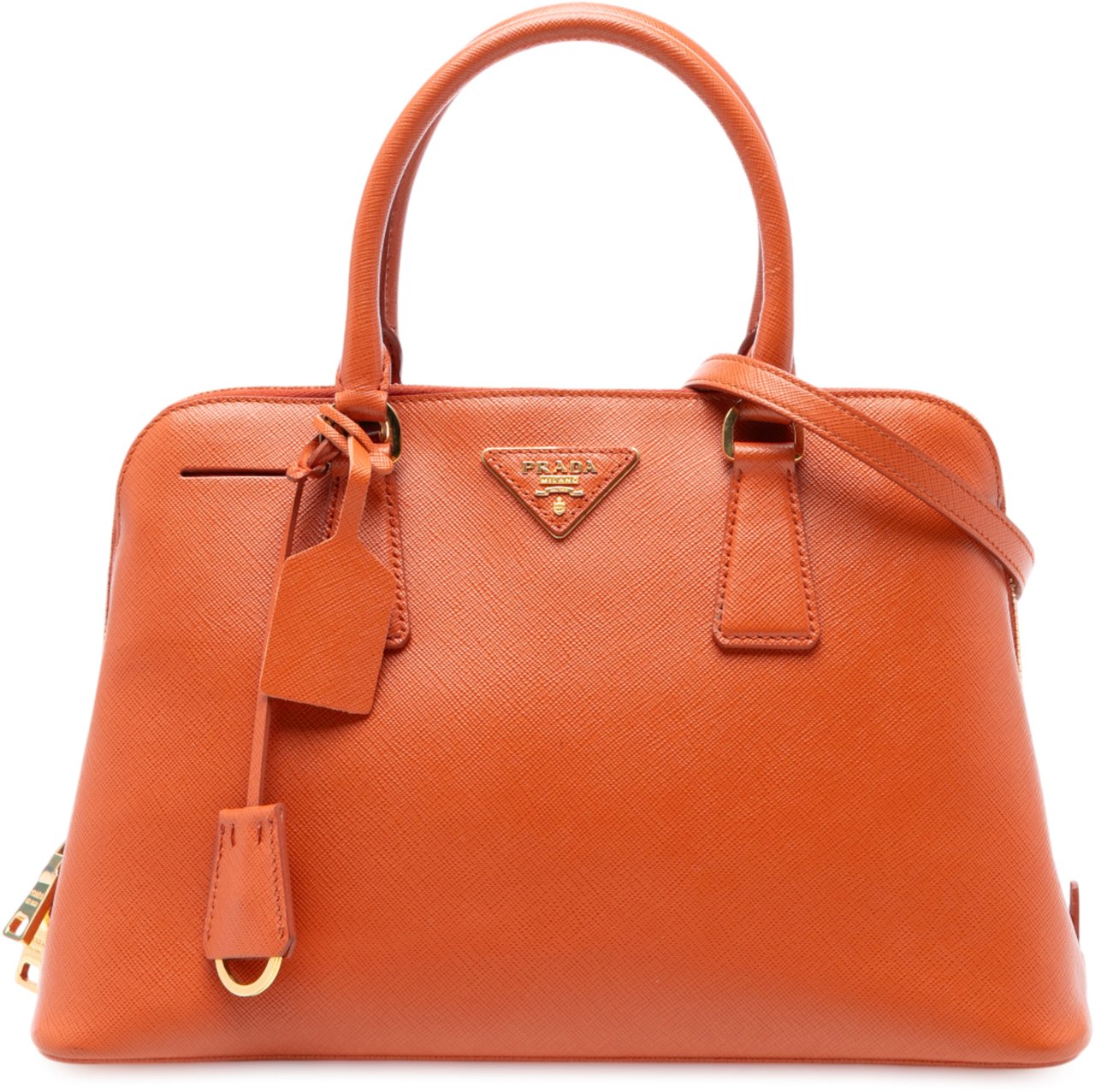 Prada Medium Saffiano Lux Promenade Satchel Oranje