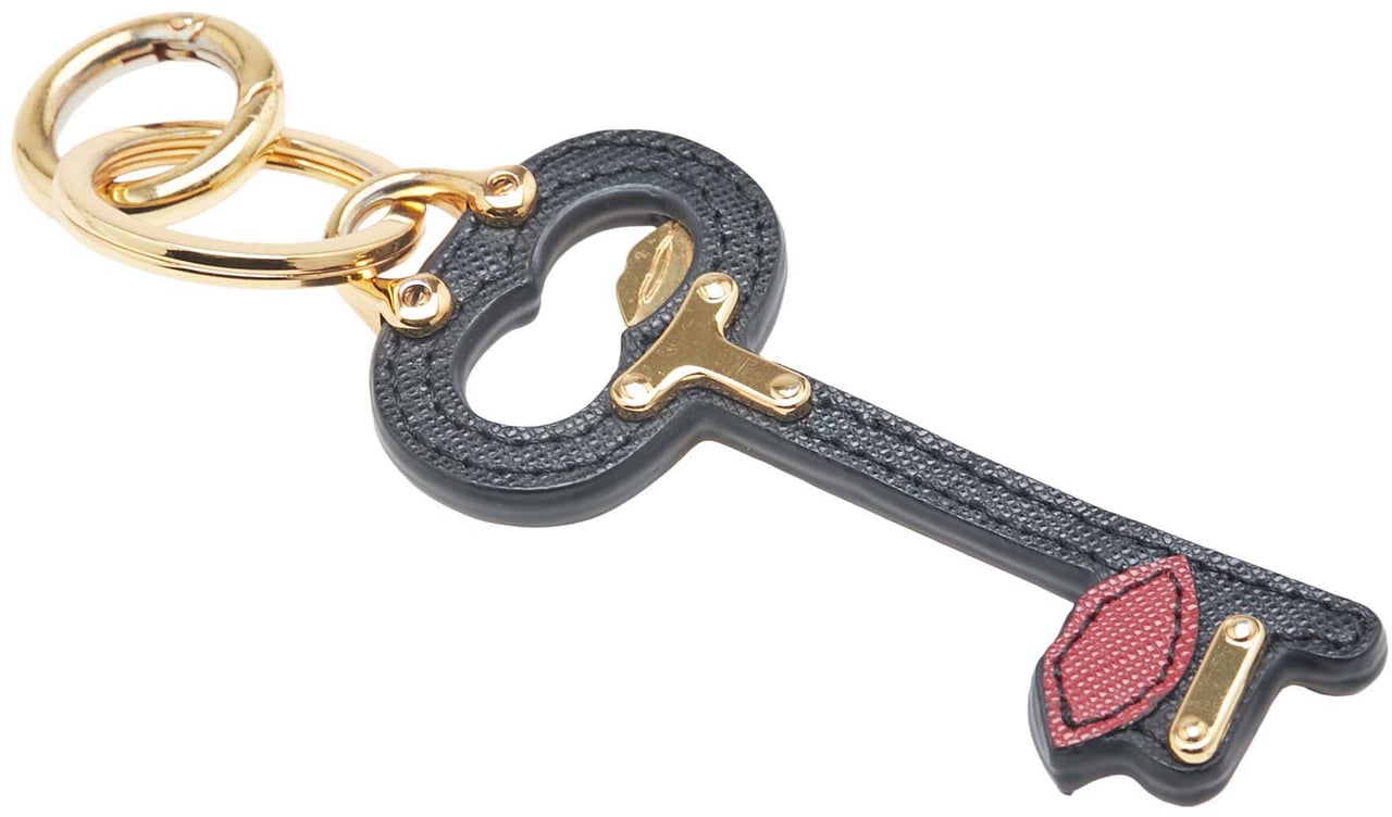 Prada Saffiano Lip Key Chain Zwart