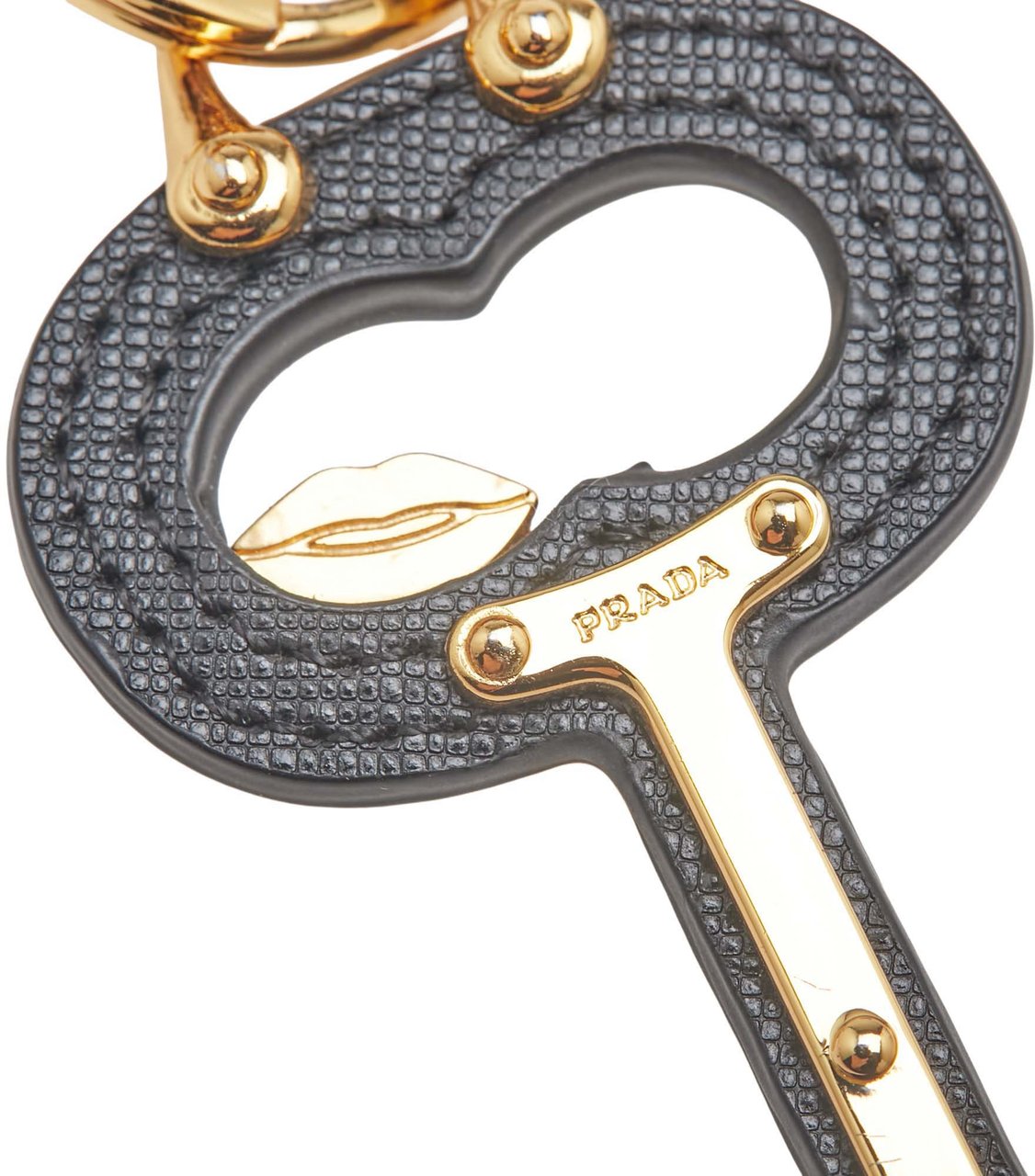 Prada Saffiano Lip Key Chain Zwart