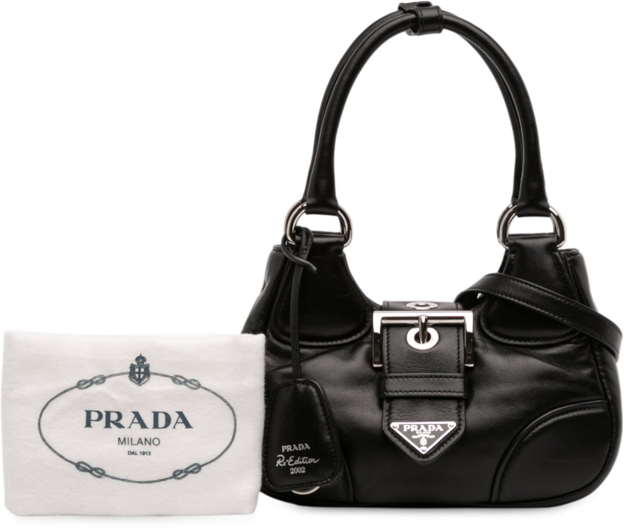 Prada Nappa Soft Padded Re Edition 2002 Moon Satchel Zwart