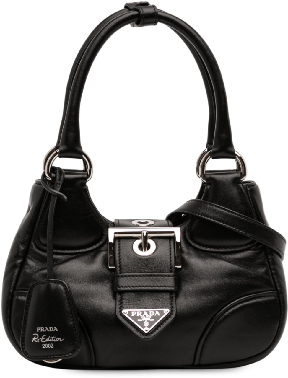 Prada Nappa Soft Padded Re Edition 2002 Moon Satchel Zwart