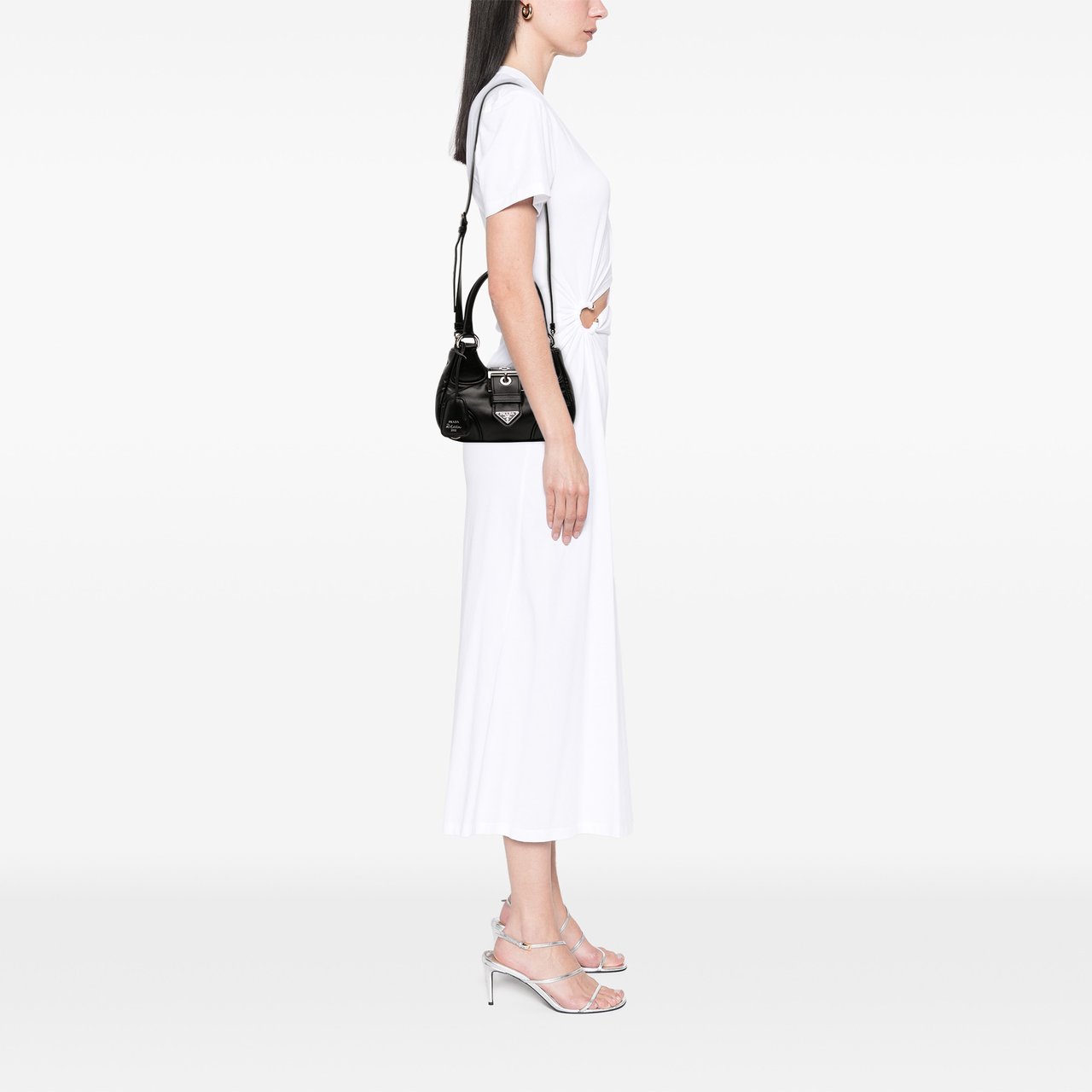 Prada Nappa Soft Padded Re Edition 2002 Moon Satchel Zwart