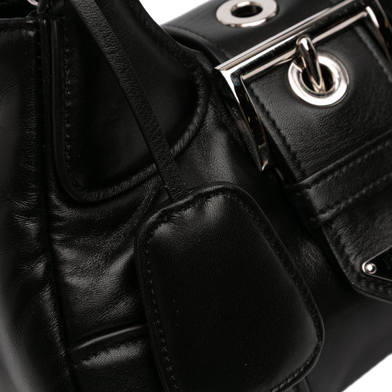 Prada Nappa Soft Padded Re Edition 2002 Moon Satchel Zwart