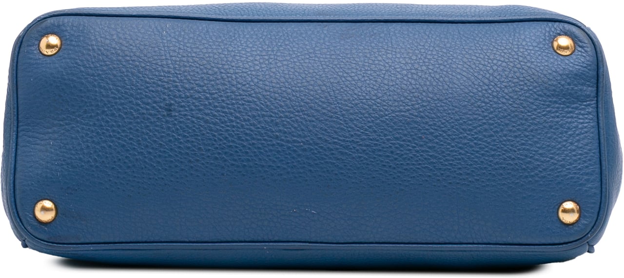 Prada Vitello Daino Double Zip Convertible Tote Blauw