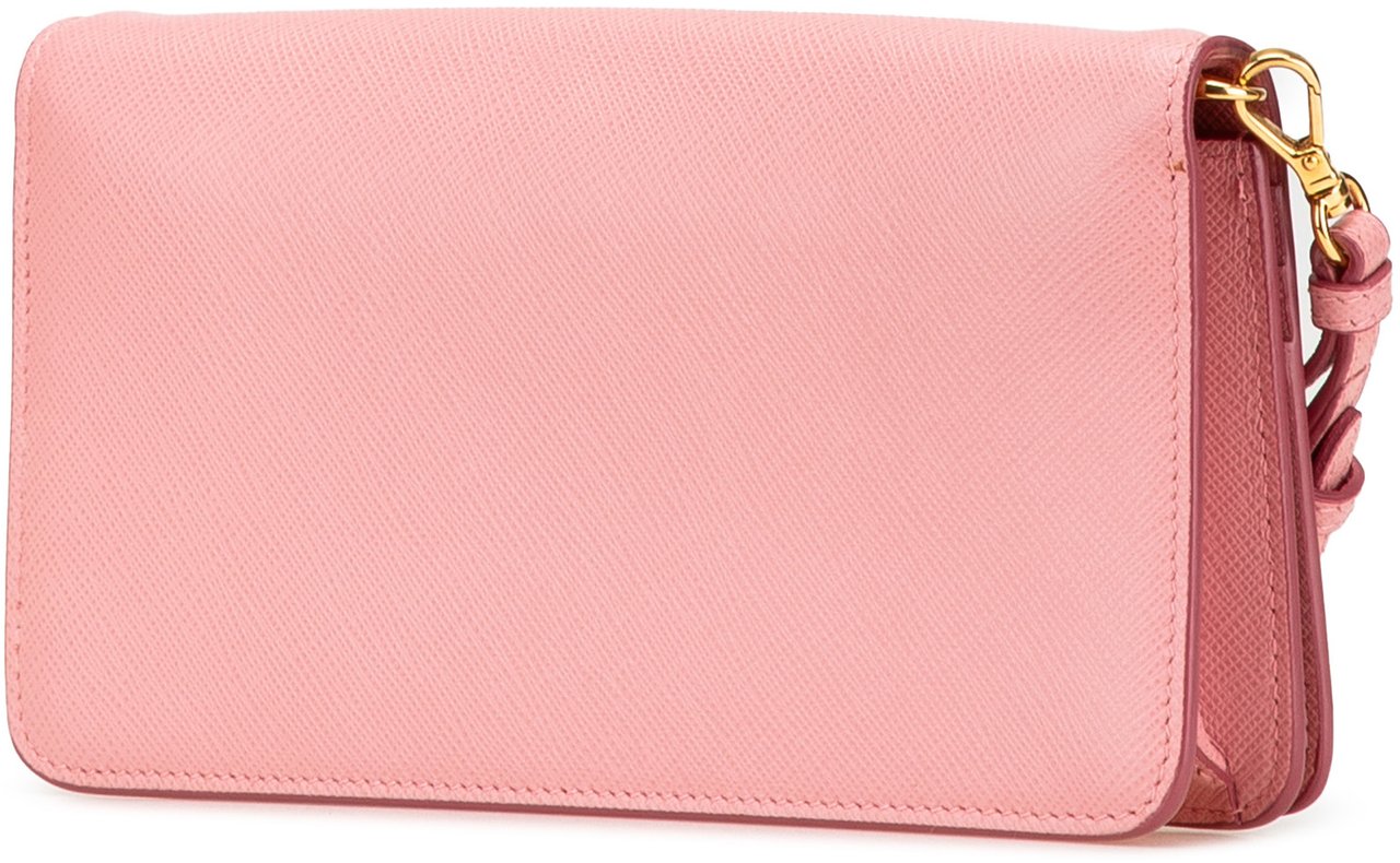 Prada Saffiano Lux Wallet on Chain Roze