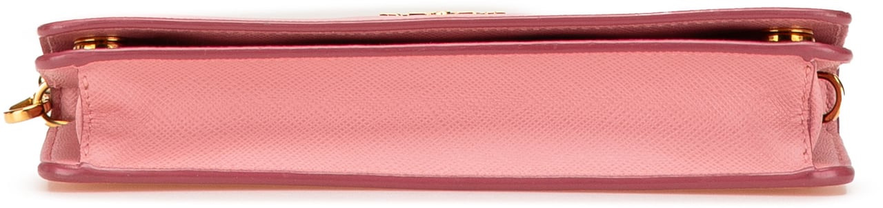 Prada Saffiano Lux Wallet on Chain Roze