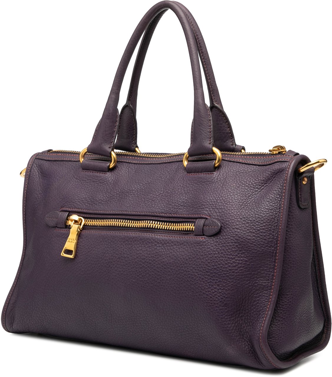 Prada Vitello Daino Zip Top Satchel Paars