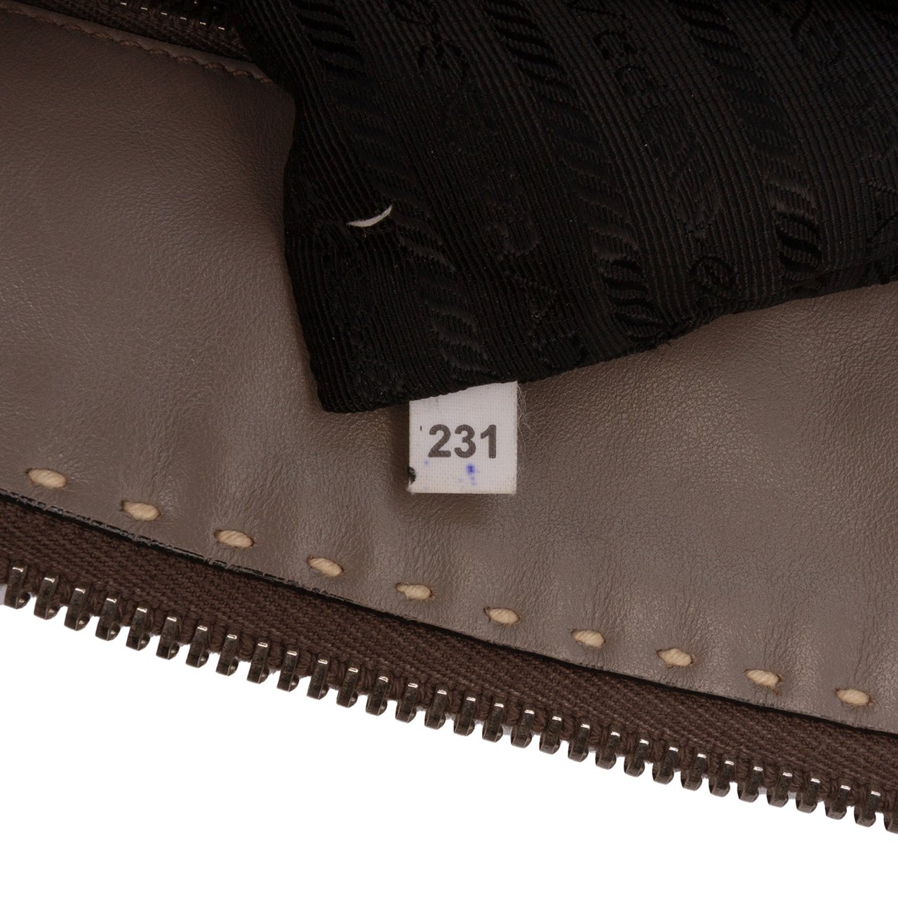 Prada City Calf Hand Stitched Zip Tote Bruin