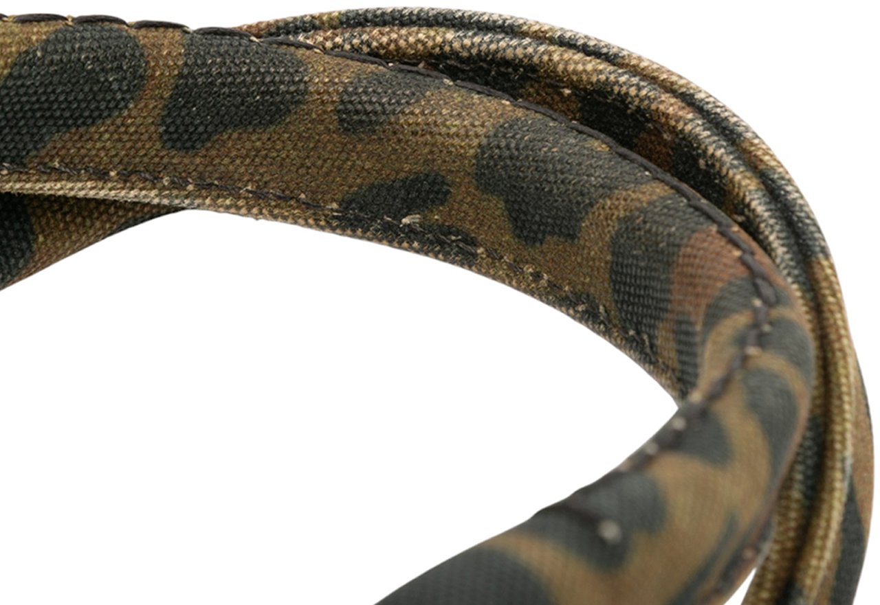 Prada Small Leopard Print Canvas Canapa Satchel Bruin