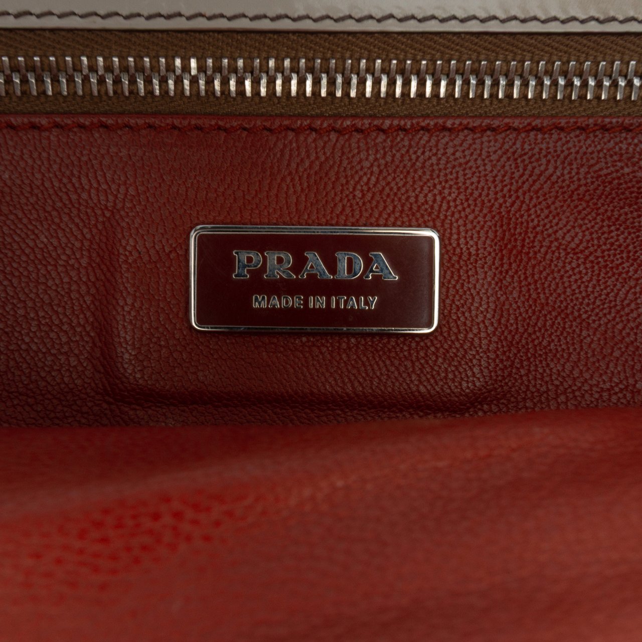 Prada Spazzolato Logo Frame Shoulder Bag Bruin
