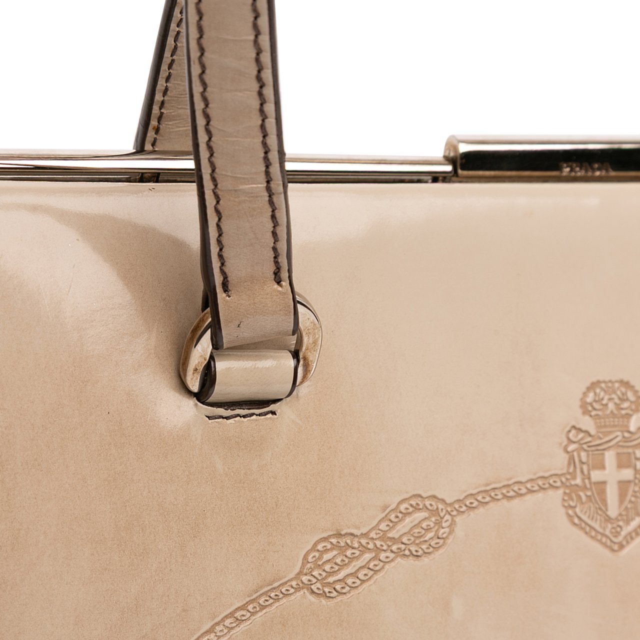 Prada Spazzolato Logo Frame Shoulder Bag Bruin