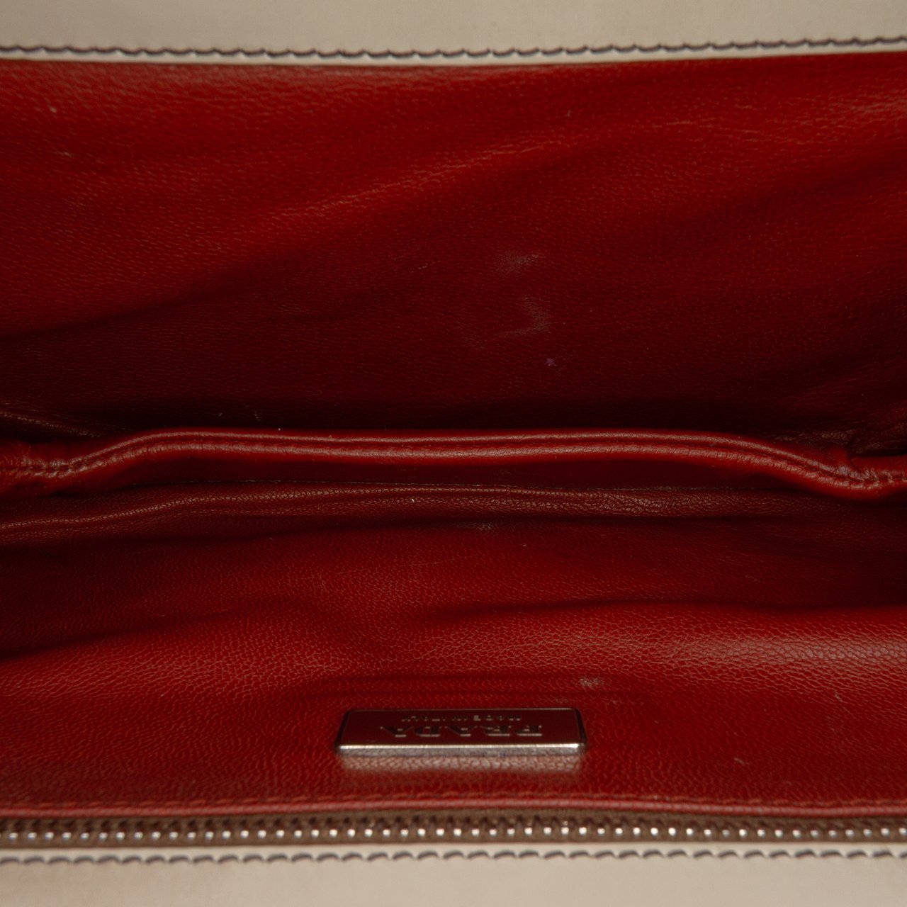 Prada Spazzolato Logo Frame Shoulder Bag Bruin