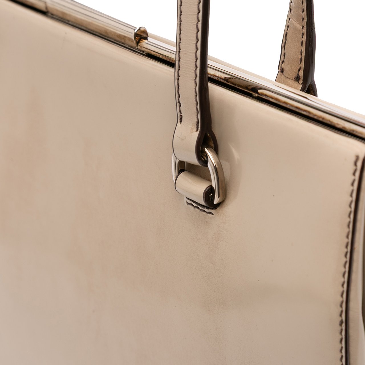 Prada Spazzolato Logo Frame Shoulder Bag Bruin