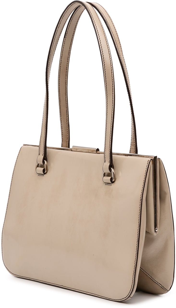 Prada Spazzolato Logo Frame Shoulder Bag Bruin