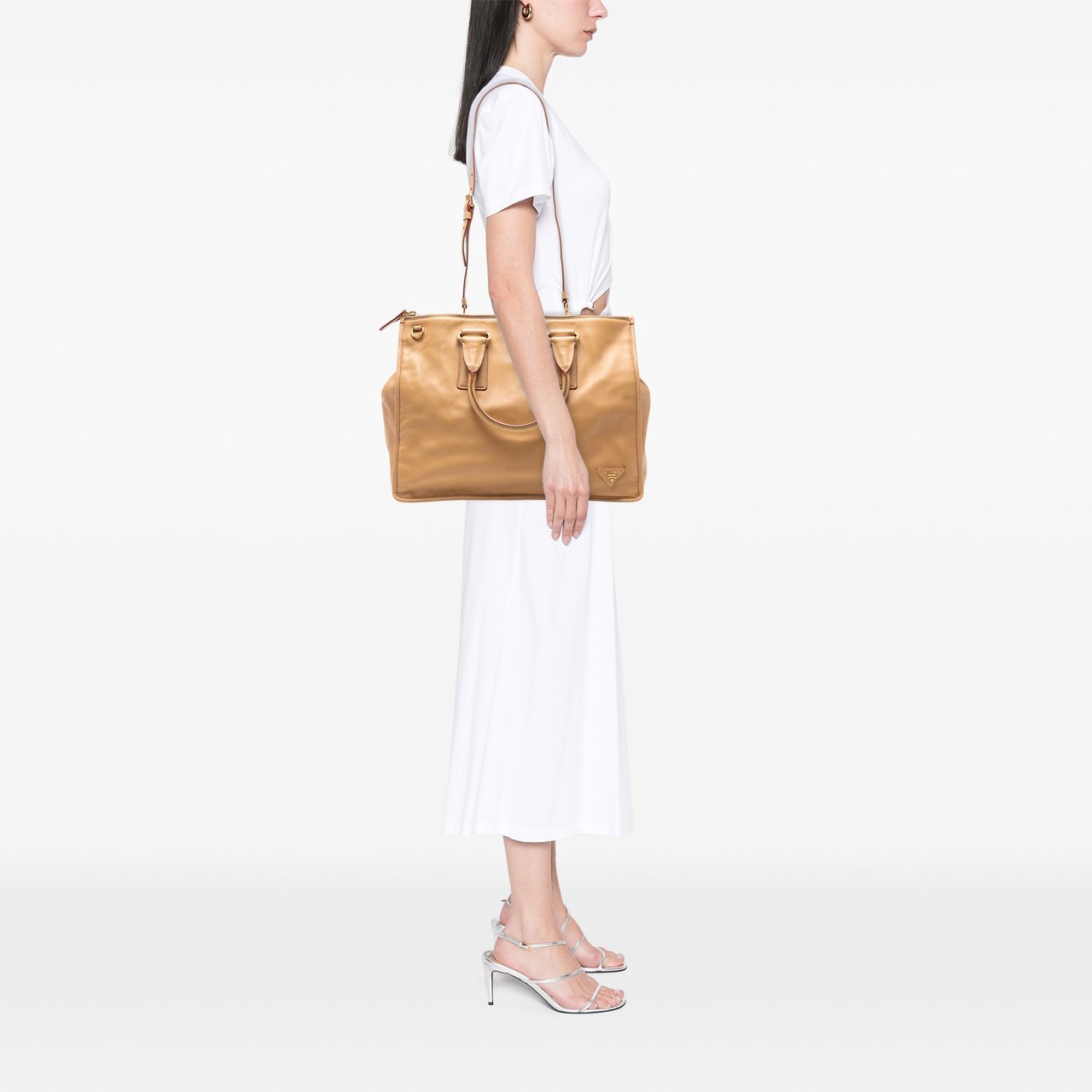 Prada Soft Calf Satchel Bruin