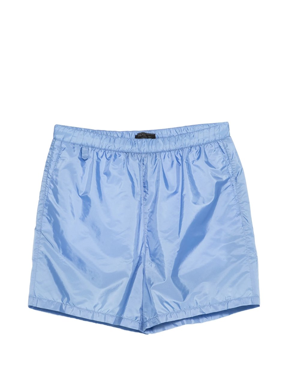 Prada Light Blue Costume Glossy Fabric Shorts Blauw