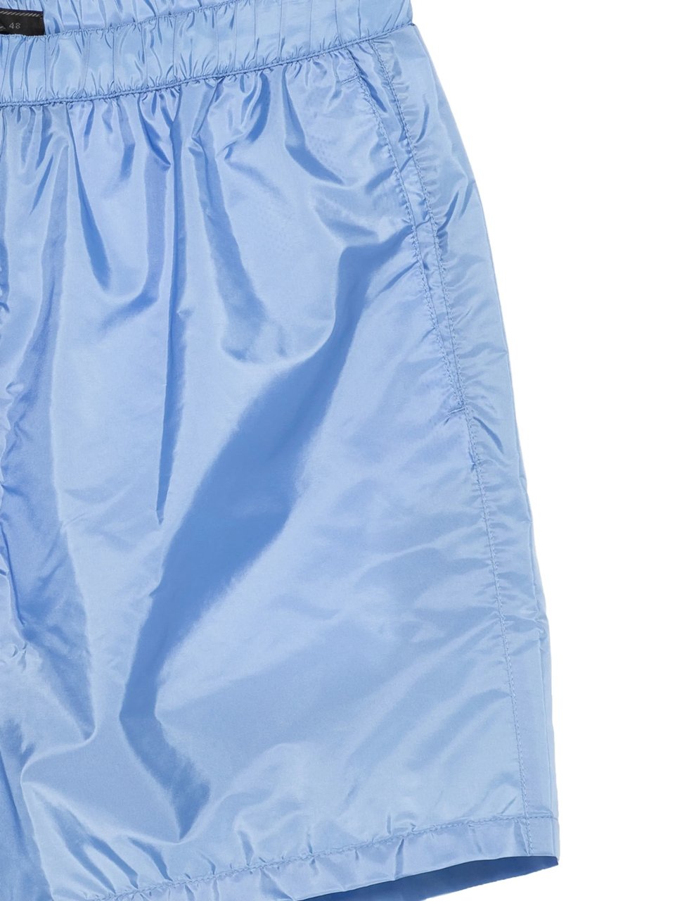 Prada Light Blue Costume Glossy Fabric Shorts Blauw