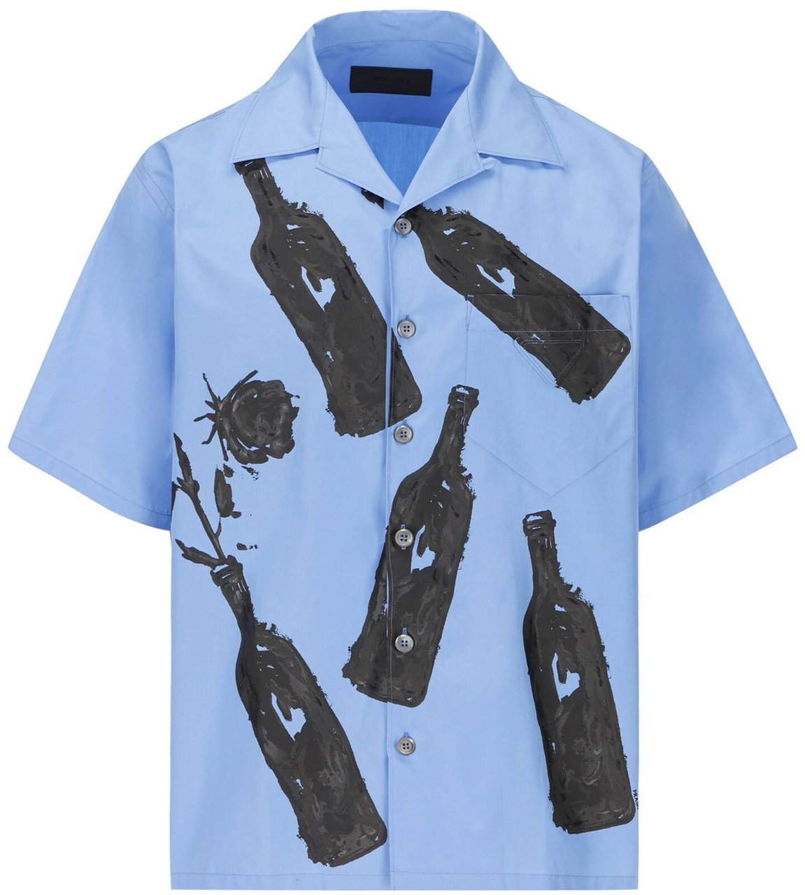 Prada Prada Printed Cotton Shirt Blauw