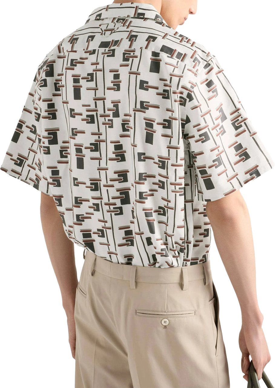 Prada Black/Brown Abstract Geometric Shirt Grijs