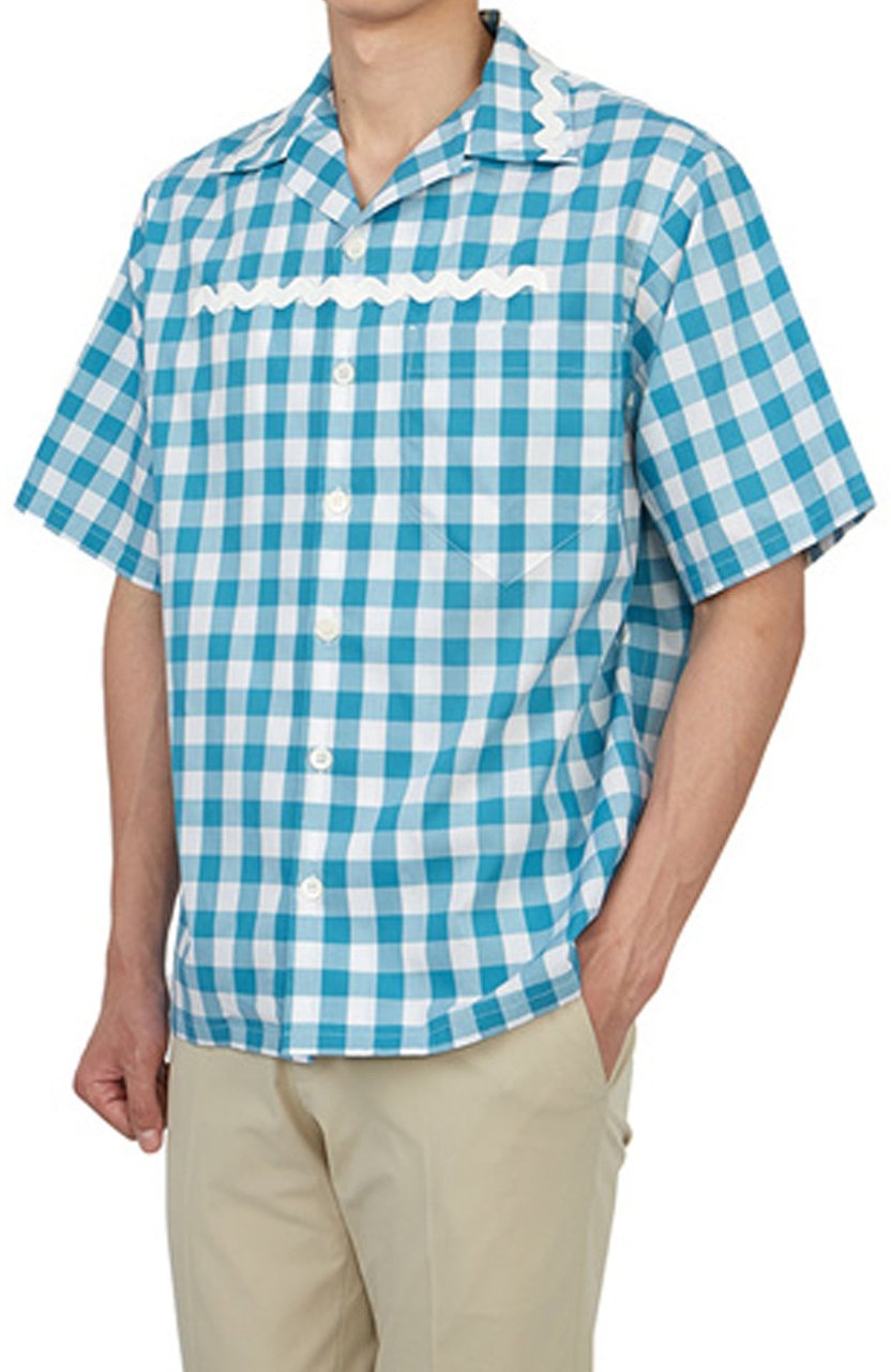 Prada Prada Checked Cotton Shirt Blauw