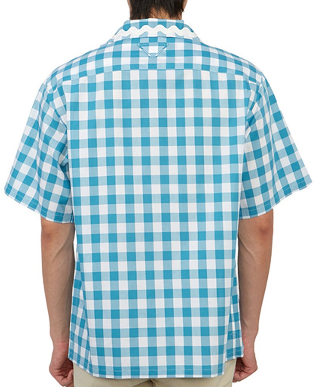 Prada Prada Checked Cotton Shirt Blauw